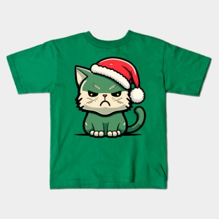 Unamused Christmas Cat Kids T-Shirt